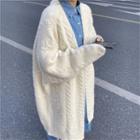 Plain Cable-knit Long Cardigan/ Denim Long-sleeve Long Shirtdress