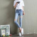 Distressed Skinny Cropped Jeans (various Designs)