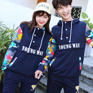 Couple Matching Camo Panel Hoodie
