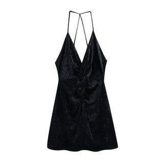 Halter Velvet A-line Dress