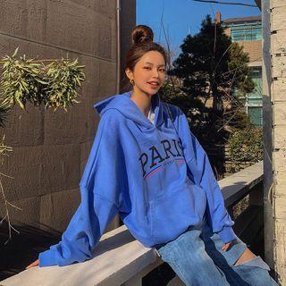 Letter-printed Dip-back Oversized Hoodie