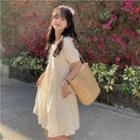 Short-sleeve Floral Smock Dress Floral - Pink - One Size