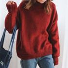 Mock Neck Plain Thick Sweater