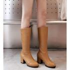 Faux-leather Block Heel Mid-calf Boots