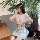 Lettering Short-sleeve T-shirt / Dotted Mini Skirt