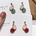 925 Sterling Silver Rhinestone Glaze Disc Dangle Earring