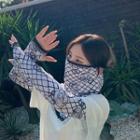 Set: Rose Sun Protection Arm Sleeve + Face Mask White - One Size
