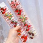 Set: Fruit / Vegetable Hair Tie 01 - 10 Cards Of 30 - Fruit - Mixed Color - One Size