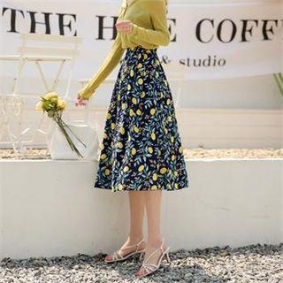Tall Size Floral Print A-line Skirt