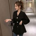 Tie Waist Button Blazer