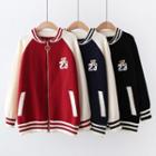 Numbering Zip-up Knit Jacket