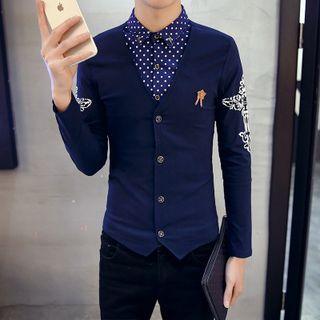 Polka Dot Mock Two-piece Shirt