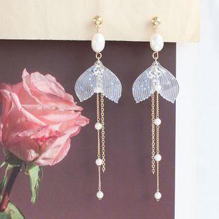 Mermaid Tail Freshwater Pearl Fringed Earring
