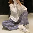 Plaid Straight-fit Pants / T-shirt