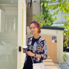 3/4-sleeve Pattern Zip-up Jacket