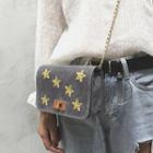 Star-embroidered Velvet Mini Cross Bag