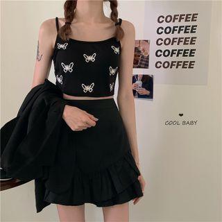 Cropped Butterfly Camisole Top / Mini Skirt