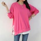 Slit-hem Letter Detail Sweatshirt