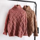Cable-knit Turtleneck Chunky Sweater
