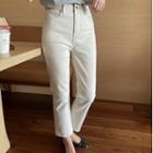 High-waist Denim Cropped Straight Cut Pants