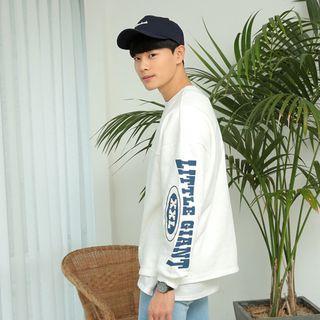 Lettering-sleeve Loose-fit Sweatshirt