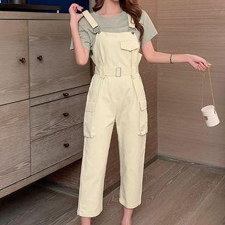 Cropped Straight-cut Jumper Pants / Short-sleeve T-shirt