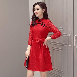 Lace Bow-accent A-line Dress