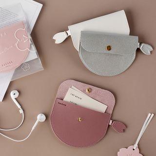 Faux Leather Magnetic Snap Button Flap Pouch