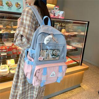 Lettering Pvc Panel Two-tone Backpack