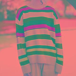 Striped Long-sleeve Oversized Knit Top