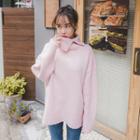 Slit Turtle-neck Sweater