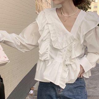 Ruffle Asymmetrical Shirt