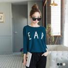 Letter Print Dropped Shoulder 3/4 Sleeved Top
