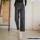 Tall Size Waist-band Coated Wide-leg Pants