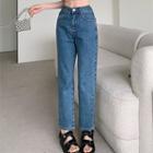Flower Embroidered Straight Leg Cropped Jeans