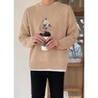 Drop-shoulder Embroidered Sweater