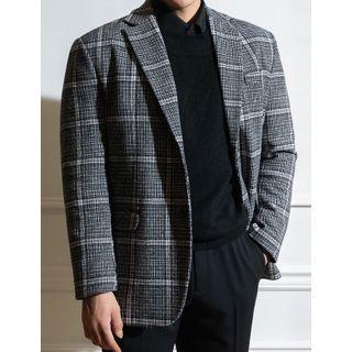 Single-breasted Checked Wool Blend Blazer