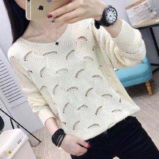 Pointelle Round-neck Sweater