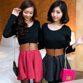 Mock Two-piece Dress With Belt