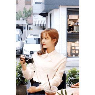 Bow-neck Puff-sleeve Top
