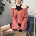 Cold-shoulder Halter Sweater