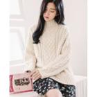 Cable-knit High Neck Chunky Sweater