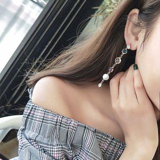 Non-matching Rhinestone Dangle Earring