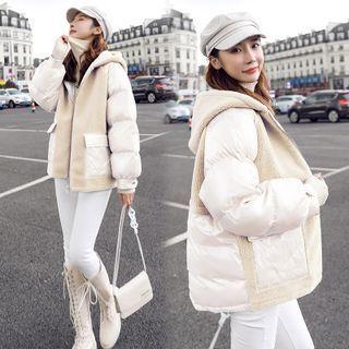 Hooded Fleece Panel Zip Padded Jacket