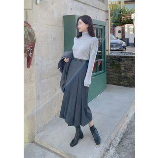 Woolen Long Pleat Skirt