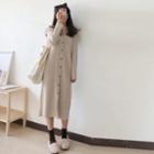 Button-up Ribbed Knit Dress