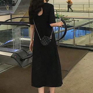 Glitter Open Back A-line Dress