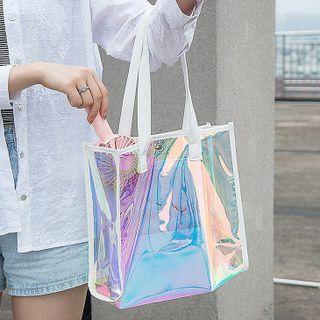 Lettering Holographic Tpu Tote Bag