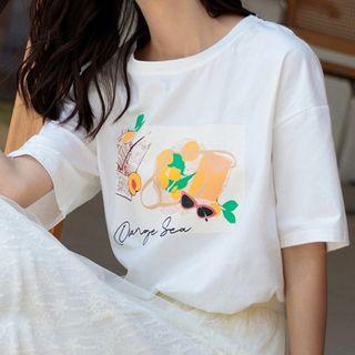 Short-sleeve Graphic Print T-shirt Off-white - One Size