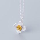 925 Sterling Silver Flower Pendant Necklace Silver - One Size